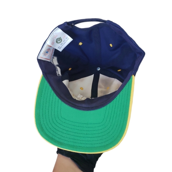 VTG 80s Michigan Wolverines Spellout University Snapback Cap Hat Snap Blue and y - Picture 14 of 15